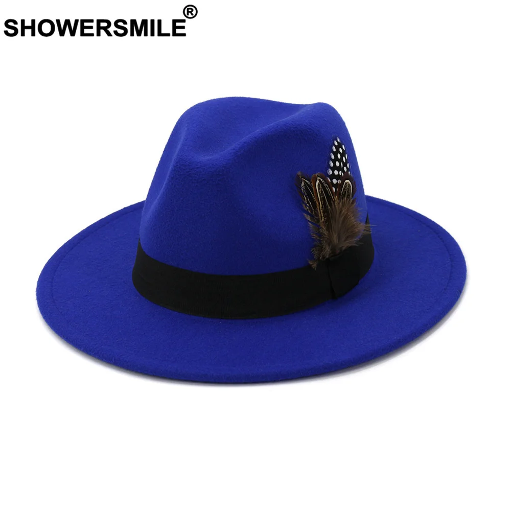 SHOWERSMILE Royal Blue Women M – обзор и цена Fedora Hat Wool