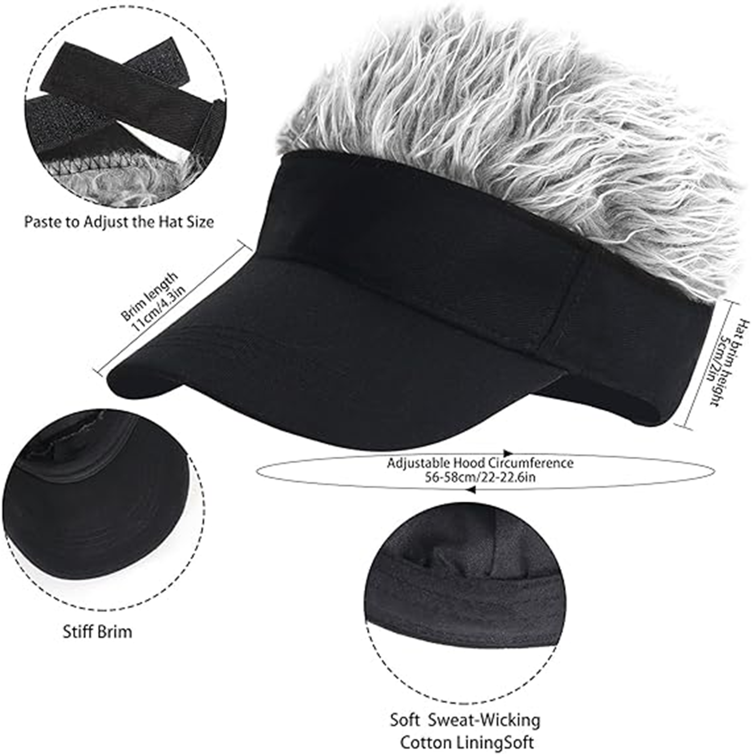 Men's Visor with Hair Fake Hai – обзор и цена Visor Sun Hat