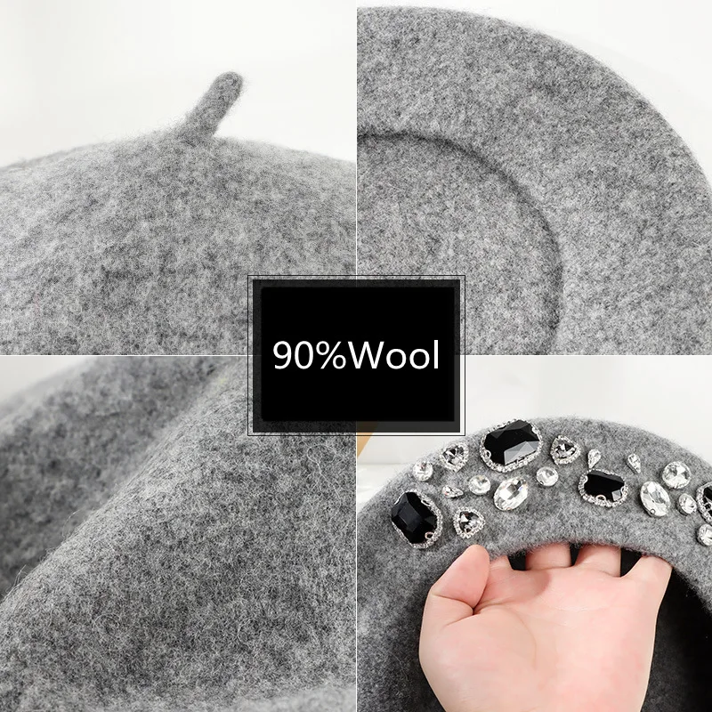 French Beret Thick Rhinestone  – обзор и цена Beret French Wool