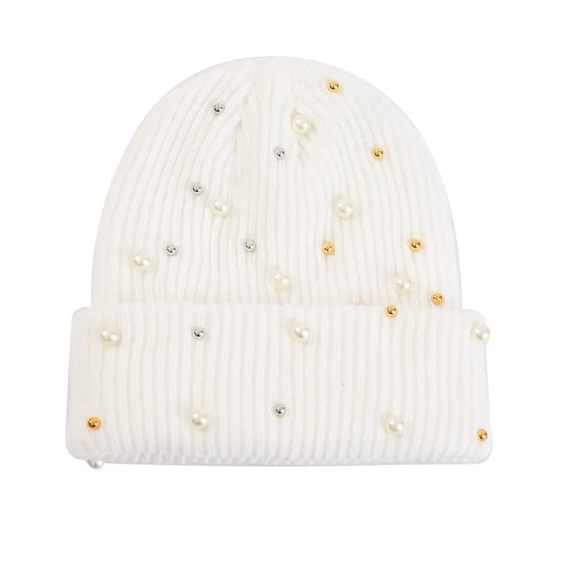 Women's Winter Faux Pearl Embe – обзор и цена Beanie Cuffed Knit